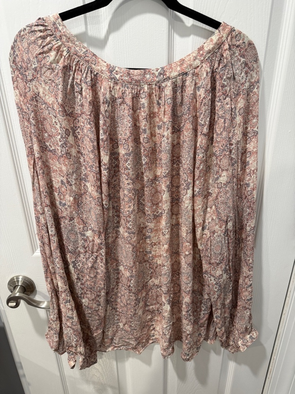 Lucky Brand Floral Paisley Top in Cream and Salmon - Picture 6 of 7